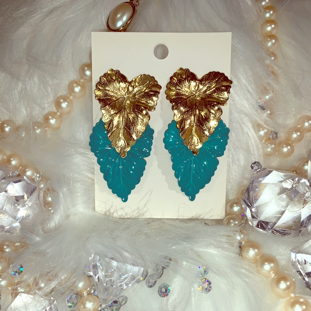 Golden left Vintage Jewelry Earrings